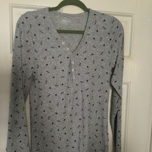 Gray PJs with Xmas trees